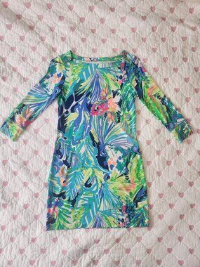 Lilly Pulitzer Sophie Boatneck Dress UPF 50+ Multi Purrfect Print Size XS